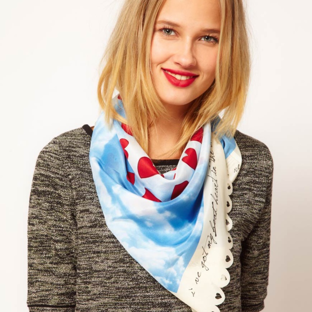 Moschino Heart in the Clouds Silk Scarf